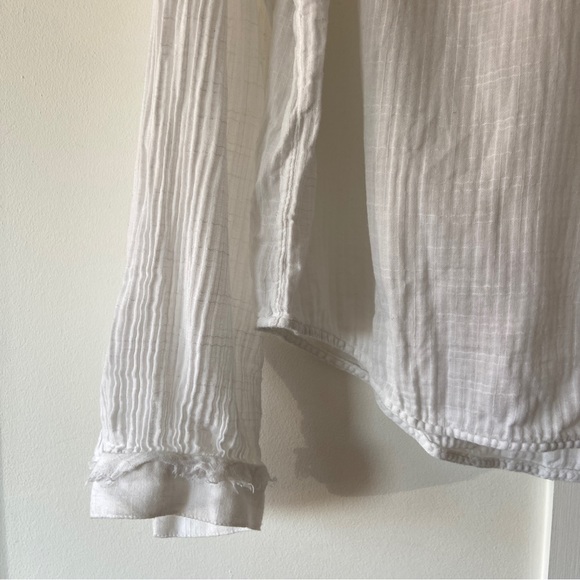 Raquel Allegra Blouse Shirt Frayed Collar White Size 0 UK 10 12 - Picture 2 of 11